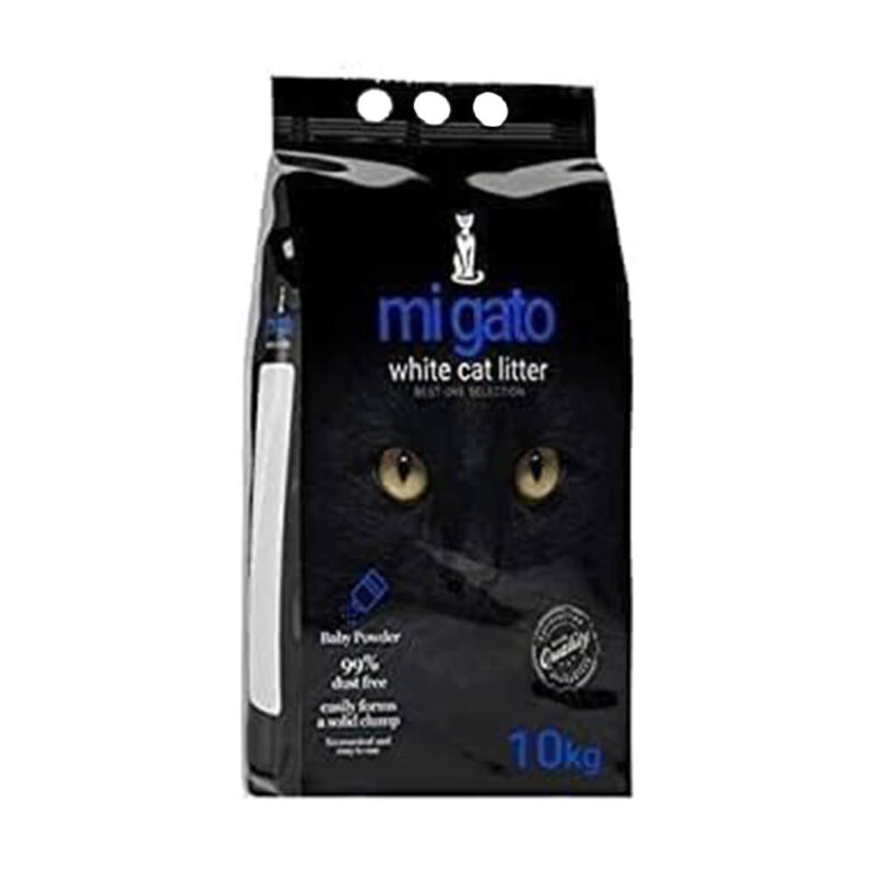 Migato Cat Litter – White Cat Litter with Multiple Scents – 10 Liters (Baby Powder Scent)