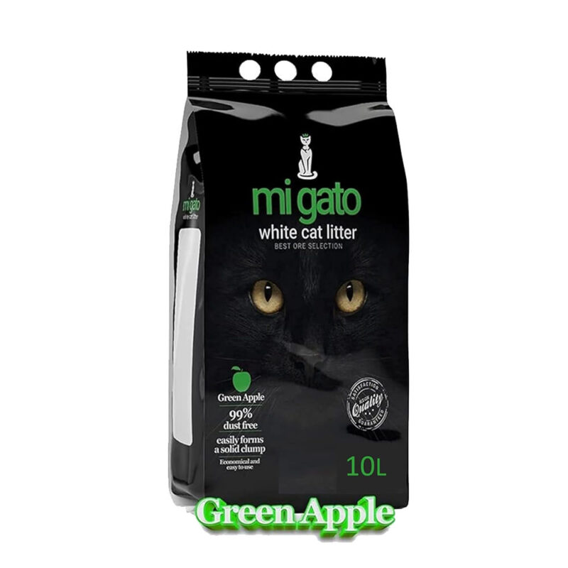 Migato Cat Litter – White Cat Litter with Multiple Scents – 10 Liters (Green Apple Scent)