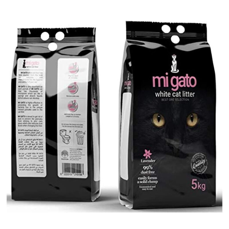 Migato Cat Litter – White Cat Litter with Multiple Scents – 5 Liters (Lavender Scent)