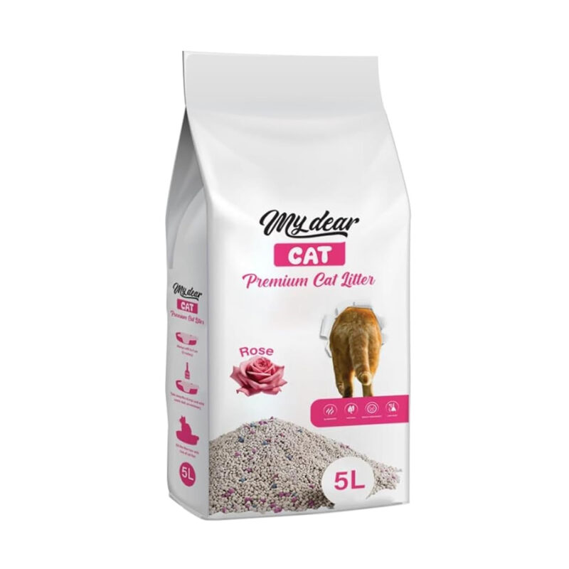 My Dear Cat Litter – Dark, 100% Fast Clumping, 5L, Rose Scent