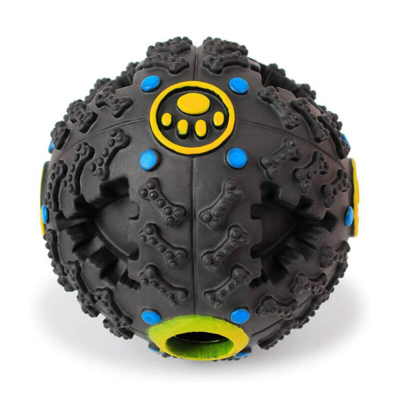 WESEEDOO Pet Toy – Slow Feeder Ball for Medium & Large Dogs, Soft Chew Bite Toy, Small Black