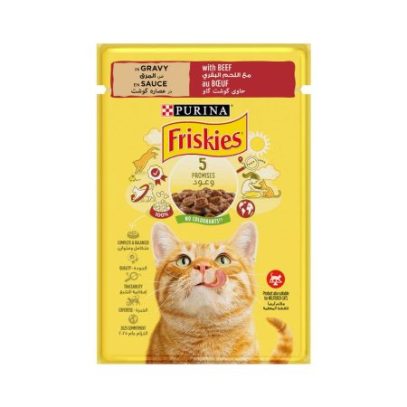 Purina Friskies Beef Chunks in Gravy Wet Cat Food Pouch 85g