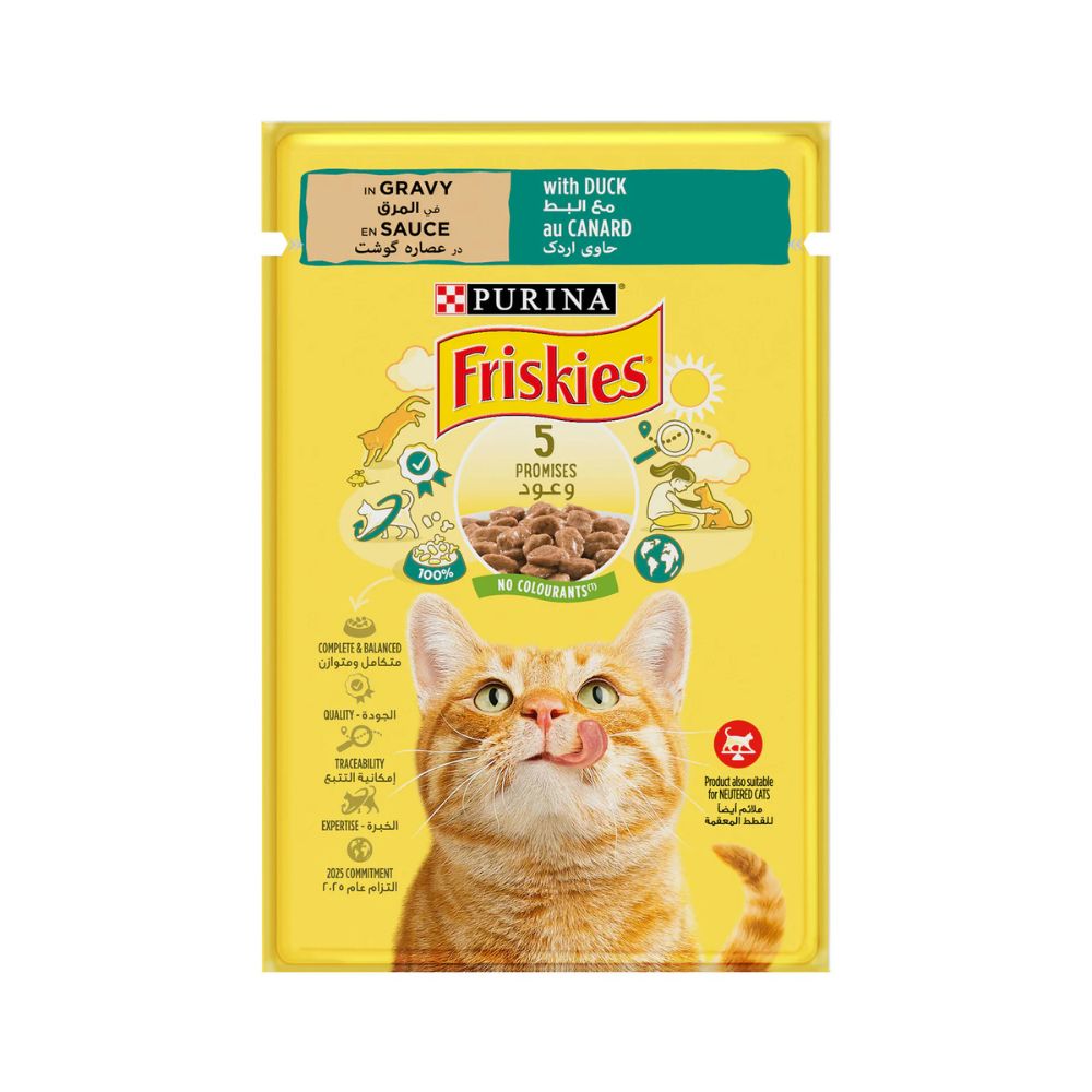 Purina Friskies Duck Chunks in Gravy Wet Cat Food Pouch 85g