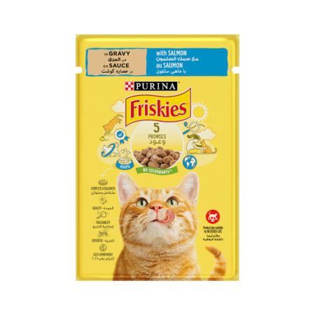 Purina Friskies Salmon Chunks in Gravy Wet Cat Food Pouch 85g